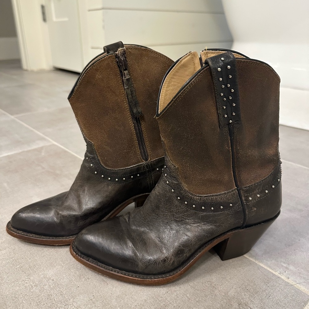 Lucchese Two-Tone Leather Ankle Boots